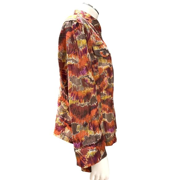 Ruby Rd Size 10 Autumn Print Mandarin Collar Button Jacket Vibrant PrintMultico - Picture 5 of 12